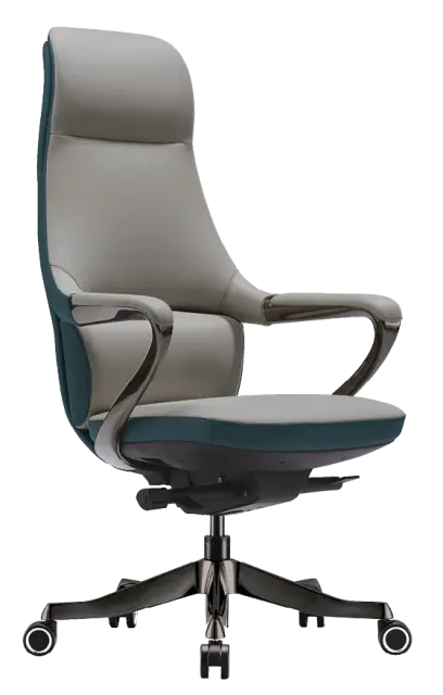 REYA, židle kancelářská, titan kříž, šedozelená kůže/tyrkysová PU